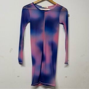NWT l*space Mirai Cover Up Mesh Multi Mini Dress Long Sleeve S
